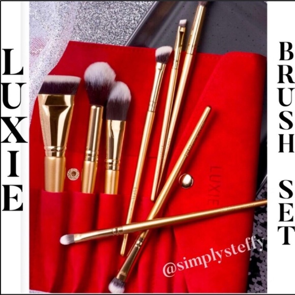 LUXIE Glitter and Gold Brush Set with Case NEW - Picture 4 of 4